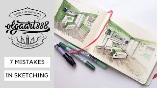 ✍🏼TOP 7 MISTAKES IN INTERIOR SKETCHING THAT BEGINNERS MAKE