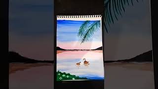 recreating @ farjana drawing academy / easy scenery painting for beginners with brush pens #shorts