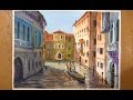 Watercolor Painting : boats in Venice