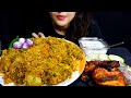 Eating Chicken Dum Biryani |Chicken Tandoori | Chicken Tahari | Big Bites | No Talking |Mukbang Show