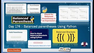 Day 174 Balanced parentheses (Brackets) Using Python