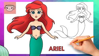 How To Draw Ariel | The Little Mermaid | Disney | Cute Easy Step By Step Drawing Tutorial