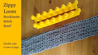 Zippy Loom Double Knit Stockinette Scarf, 2 rows of 6 pegs, written instructions