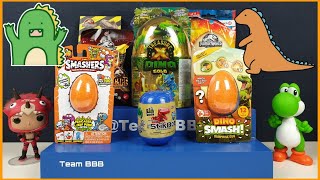 DINKY DINOSAUR OPENING! Smashers Treasure X Dino Gold Jurassic World Park Stikbot Dino Smash