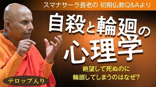 自殺と輪廻の心理学　人生に絶望して自殺するのに、なぜ輪廻してしまうのか？｜スマナサーラ長老の切り抜き法話（初期仏教Q&A）※テロップ入り #輪廻転生 #仏教心理学 #jtba