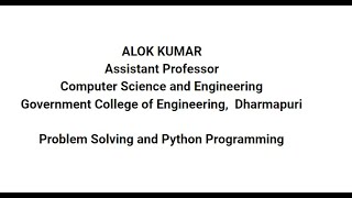 Problem Solving and Python Programming (PSPP) - 1