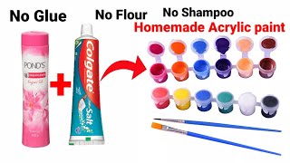 Homemade Acrylic paint colour/How to make Acrylic colour at home/DIY Acrylic paint/Colour making