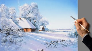 Acrylic Landscape Painting - Magical Winter / Easy Art / Drawing Lessons / Satisfying Relaxing.