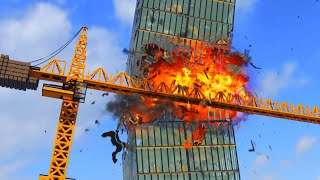 Realistic Crane Building Destruction 😱 Teardown