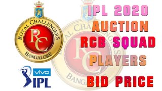 IPL 2020 Auction RCB Squad Players Bid Price   royal challengers bangalore