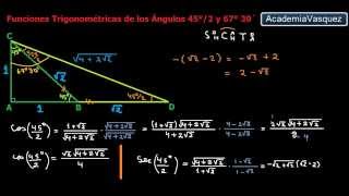 Funciones Trigonométricas de los Ángulos 45°/2 y 67°30´