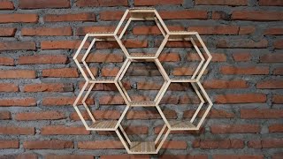 Popsicle stick hexagon honey comb shelves