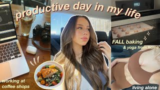 9 AM REALISTIC PRODUCTIVE DAY IN MY LIFE | getting back into routine, coffee shops, yoga & baking ♡