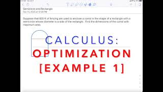 Calculus: Optimization [Area of "Norman Window"]