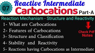 Carbocations - Reaction Intermediate ||Organic Chemistry|| #Notes •MSc 1sem• @itschemistrytime