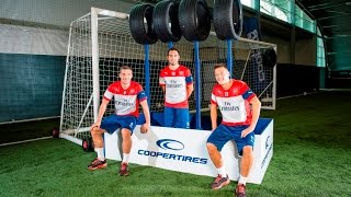 Mesut Özil,Lukas Podolski and Santi Cazorla Take Shooting Challenge from Cooper