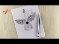 How to draw a beautiful guitar with wings | Step by step easy drawing tutorial