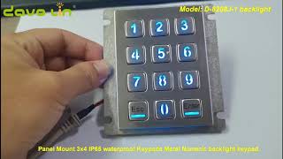 12 Keys 3X4 Industrial LED Backlit Metal Numeric Keypad For Access Control (D 8208J-1 backlight)