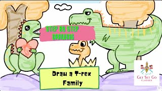 🦖How to draw a T-rex 🦖family #t-rex #dinodrawing #stepbystep