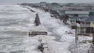 6-19-2024 Surfside Beach, TX Drone video of storm surge from PTC 1