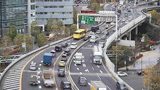 【LIVE】首都高 都心環状線 竹橋JCT付近 ライブカメラ/Tokyo highway Live Camera　2025/01/09 0:35～