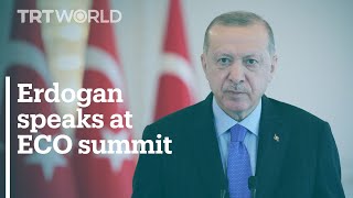 Turkey's President Erdogan speaks at ECO summit