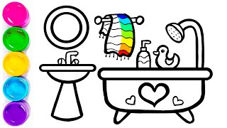 Drawing and Coloring Bathroom | Сурет салу және бояу ванна бөлмесі |رسم وتلوين الحمام