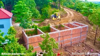 Skill full Bulldozer Operators are Building Roads on a Steep Mountain.