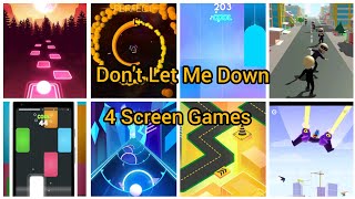 One Screen 4 then 3 Games | Don't let me down and Loituma | Tiles Hop : Edm Rush!, Smash Colour....