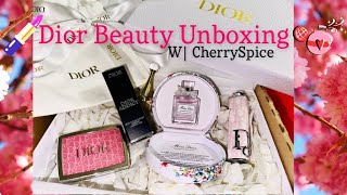 Dior Beauty unboxing | dior rosy glow blush |dior addict elita lipstick | pink oblique lipstick case