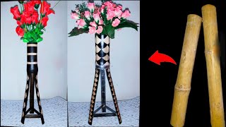 Bamboo Craft Flower Vase// Bamboo Flower Stand Making at Home