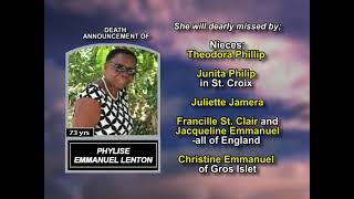 Phylise Emmanuel Lenton ~ Long Obituary