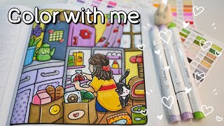 Color with me | Girl Moments by Coco Wyo - Restocking | Ohuhu Alcohol Markers 🥦🥖🥚