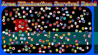 Area Elimination Survival Race ~200 countries marble race~  in Algodoo | Marble Factory