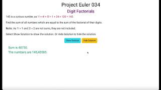 Project Euler 034 - Digit Factorials