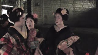 京都　祇園の観光客の状況　2020年2月9日夜　舞妓の美月さん、まめ衣さん、小花さん他　Gion has few tourists, Kyoto