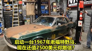 启动一台1967年老福特野马，现在还值2500美元你敢信？