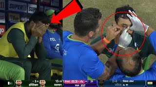 Pakistan Team Crying when Salman Agha face badly Injured for jadeja ball in IND vs PAK Match 2023