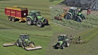 Gras inkuilen | Fa. Oortwijn en Hellingman | 4x Deutz-Fahr | Schuitemaker | Claas