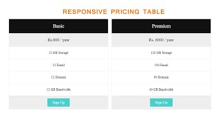 Create Responsive Pricing Table | Tutorials Tuts | HTML & CSS