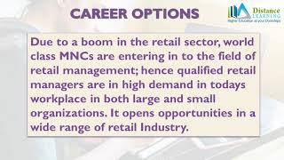 Distance Education Post Graduate Certificate in Retail Management