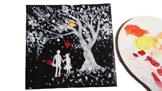 Valentine Day's Special Night | Painting Ideas | Easy Painting tutorials #shorts Neelam Chauhan