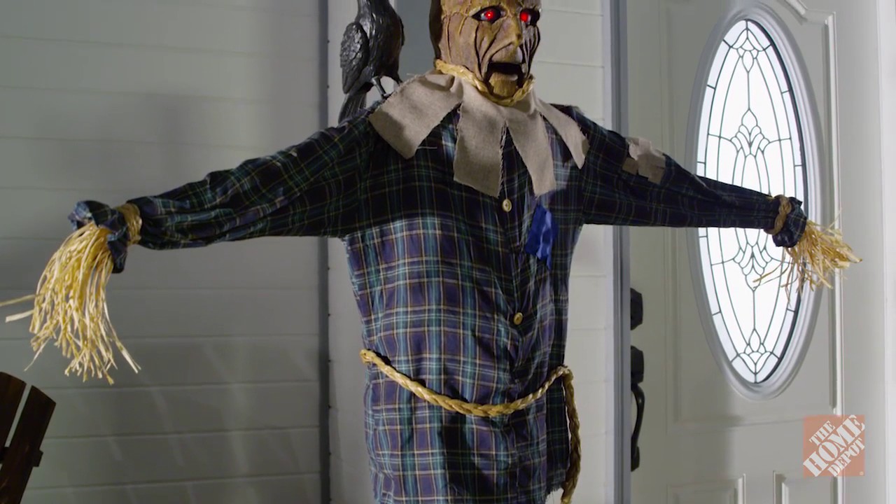 Home Depot 2017 6 Ft Standing Scarecrow With Led Illuminated Eyes Youtube