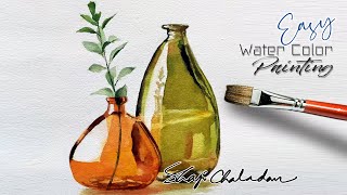 How to paint Glass Bottles | Watercolor | Sill life | Primary colors only