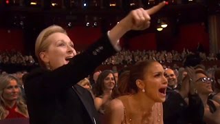 Oscars 2015: Jennifer Lopez & Meryl Streep Go Nuts For Patricia Arquette | Hollyscoop News