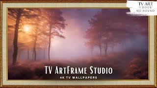 4K Frame TV Art Foggy Autumn Night Landscape | TV Screensaver | Fall Misty Forest | TV Screensaver