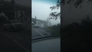 Foggy Newport Oregon bridge.  #shorts