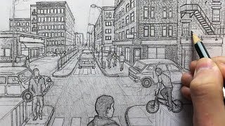 Drawing from IMAGINATION using One-Point PERSPECTIVE! Narrated Time-Lapse