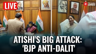 Atishi Attacks Delhi BJP For Removing BR Ambedkar, Bhagat Singh's pictures from CM office | LIVE