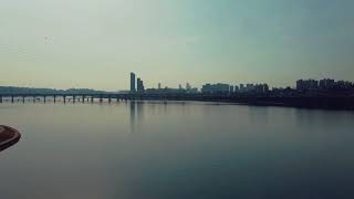 Hangang river, Seoul. Bird eye view with DJI Mini 2 drone